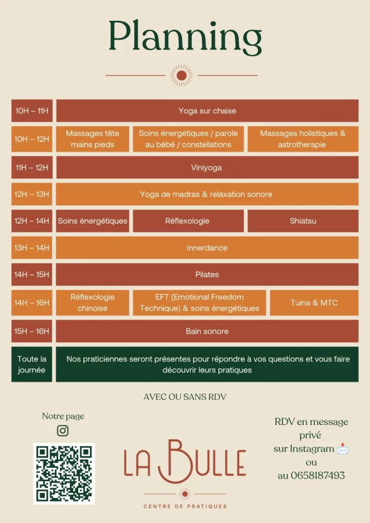 Programme des journées portes ouvertes à La Bulle le 20/09/2026